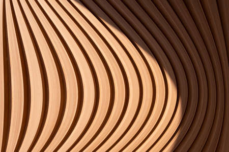brown curve line of wood in detail building abstract architecture backgroundの写真素材