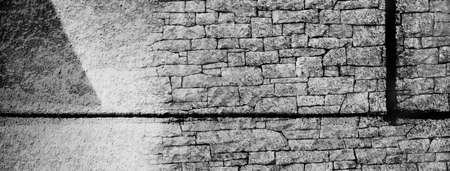 white grey rough brick abstract cement texture wall banner backgroundの写真素材