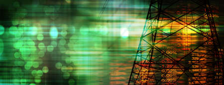 index number of stock market with electric tower energy industry business concept banner background