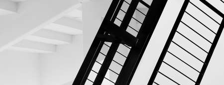 modern  white architecture structure and black metal line minimalism banner backgroundの写真素材