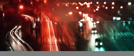 motion line red blue city street night light banner backgroundの写真素材