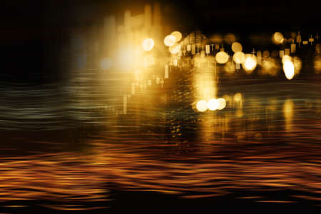 golden light and index number and growth graph of stock market business abstract backgroundの写真素材