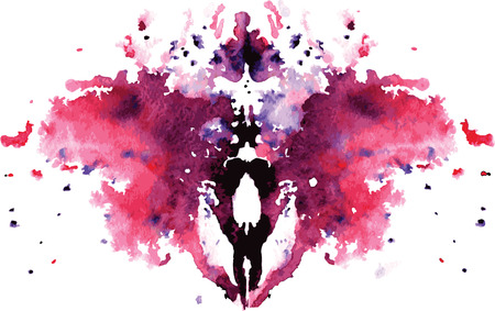 watercolor symmetrical Rorschach blot on a white backgroundのイラスト素材