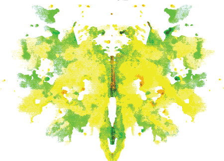 watercolor symmetrical Rorschach blot on a white backgroundのイラスト素材