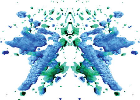 watercolor symmetrical Rorschach blot on a white backgroundのイラスト素材