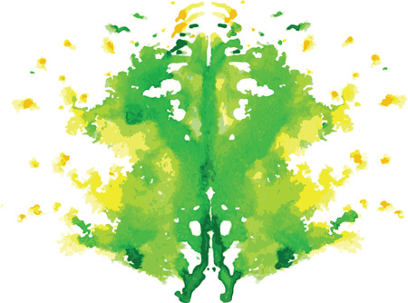 watercolor symmetrical Rorschach blot on a white backgroundのイラスト素材