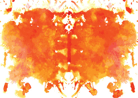 watercolor symmetrical Rorschach blot on a white backgroundのイラスト素材