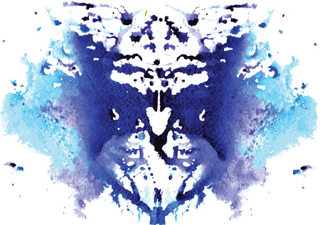 watercolor symmetrical Rorschach blot on a white backgroundのイラスト素材
