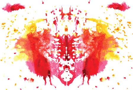 watercolor symmetrical Rorschach blot on a white backgroundのイラスト素材