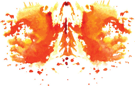 watercolor symmetrical Rorschach blot on a white backgroundのイラスト素材
