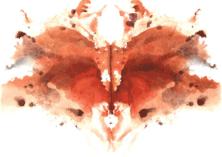 watercolor symmetrical Rorschach blot on a white backgroundのイラスト素材