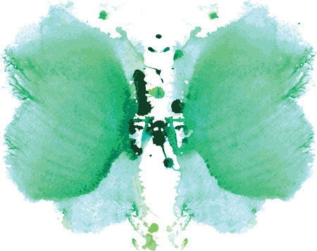 watercolor symmetrical Rorschach blot on a white backgroundのイラスト素材