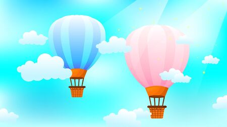 Hot air balloons, clouds in the sky - Vectorのイラスト素材