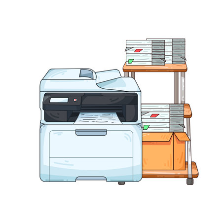 printer with document rack