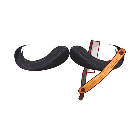 Mustache and straight razorâのイラスト素材