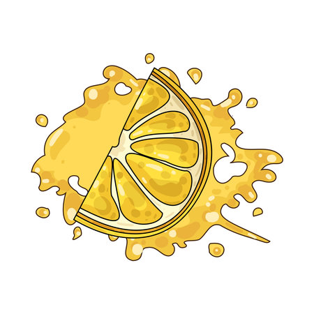 lemon slice with splashのイラスト素材