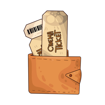 cinema ticket in walletのイラスト素材
