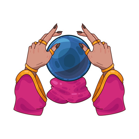 crystal ball in hands of fortune tellerのイラスト素材