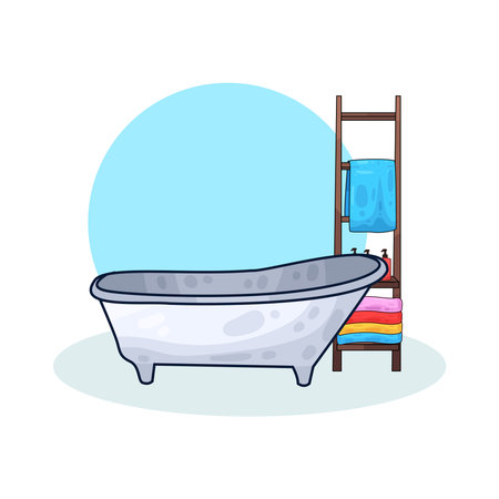 bathtub and storage shelfのイラスト素材