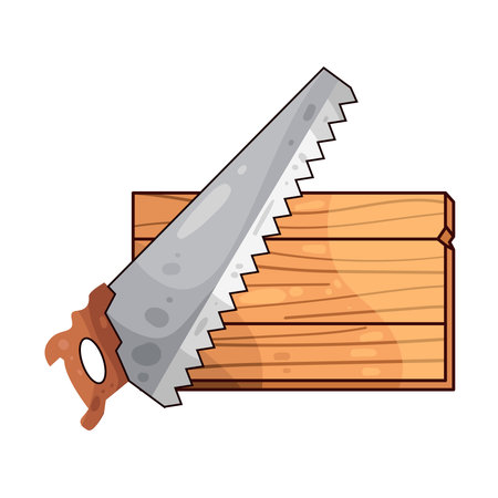 saw sawing wood plankのイラスト素材