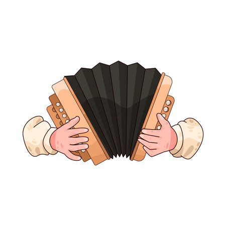 hands playing accordionのイラスト素材