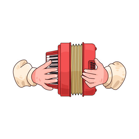 hands playing accordionのイラスト素材