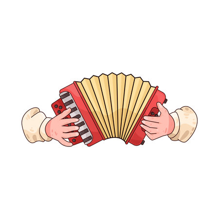 hands playing accordionのイラスト素材