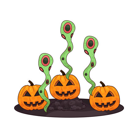 ghost and pumpkinsのイラスト素材