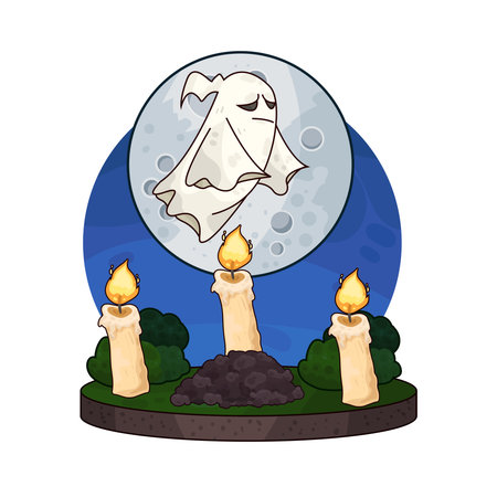 ghost and candlesのイラスト素材