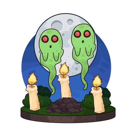 ghost and candlesのイラスト素材