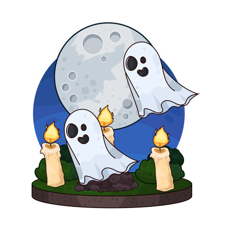 ghost and candlesのイラスト素材