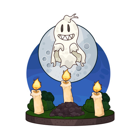 ghost and candlesのイラスト素材