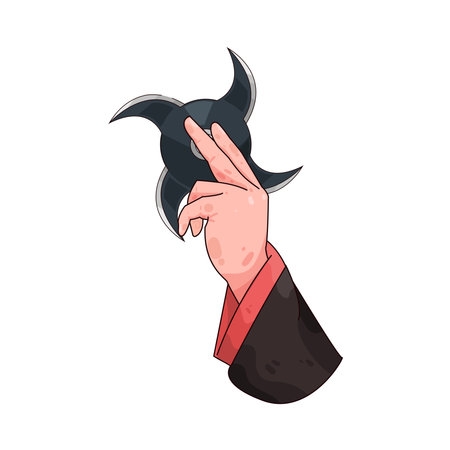 hand holding shurikenのイラスト素材