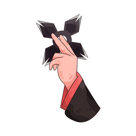 hand holding shurikenのイラスト素材