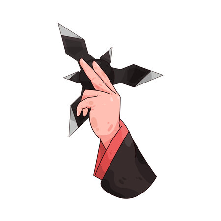 hand holding shurikenのイラスト素材