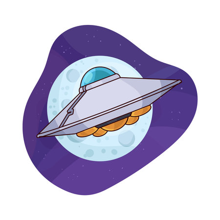 ufo with moonのイラスト素材