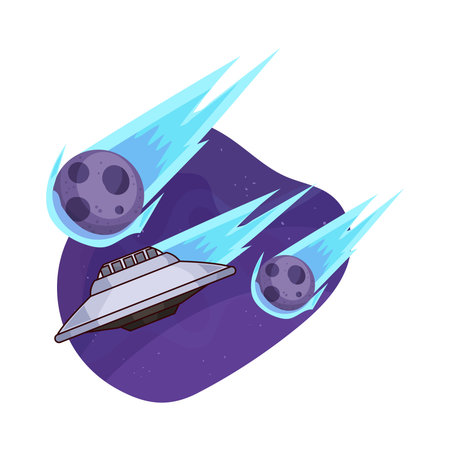 ufo with meteoriteのイラスト素材