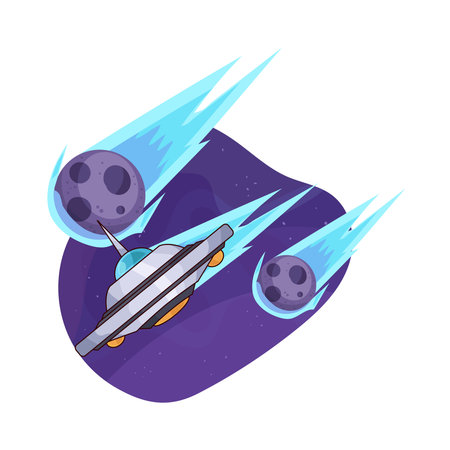 ufo with meteoriteのイラスト素材