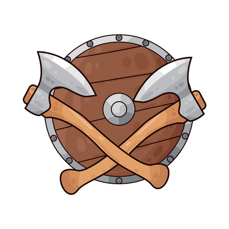 viking shield with crossed axesのイラスト素材