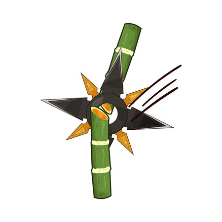 shuriken throwing at bambooのイラスト素材