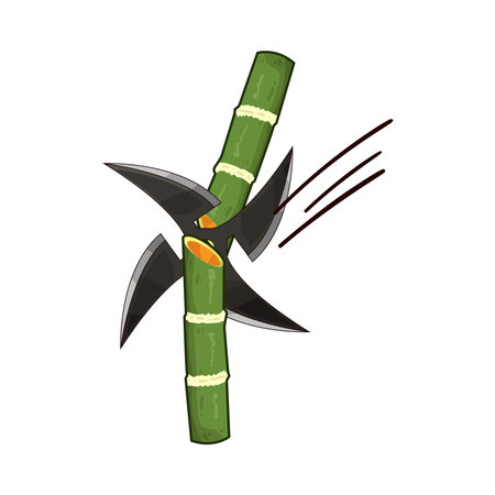 shuriken throwing at bambooのイラスト素材