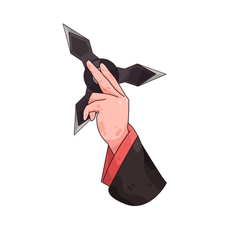 hand holding shurikenのイラスト素材