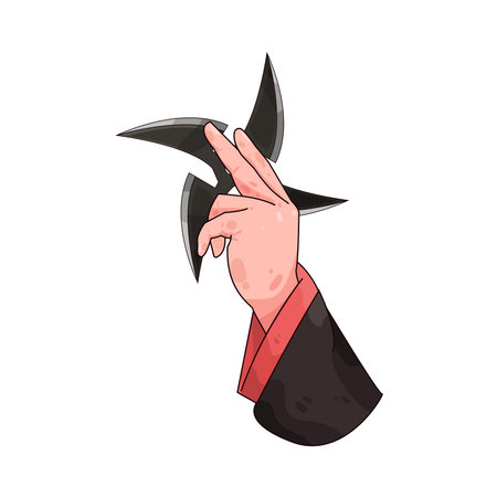 hand holding shurikenのイラスト素材