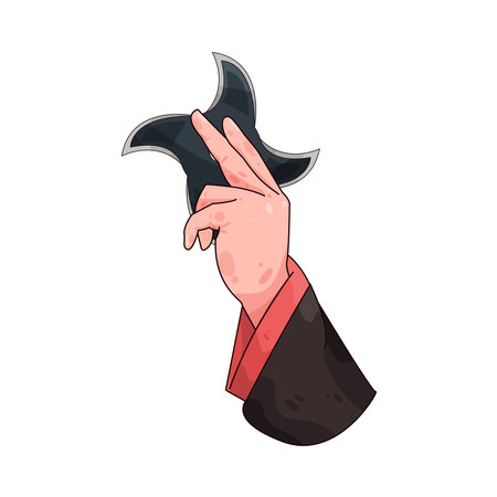 hand holding shurikenのイラスト素材