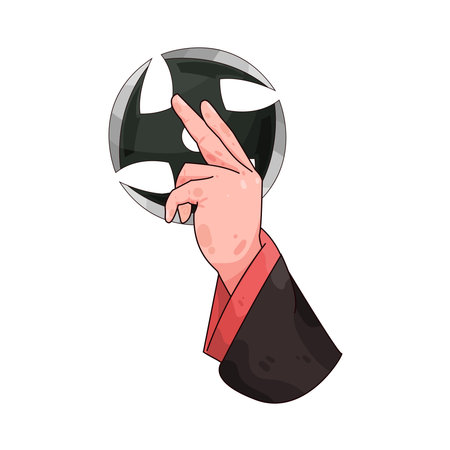 hand holding shurikenのイラスト素材