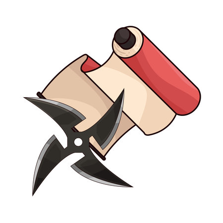 ninja scroll with shurikenのイラスト素材