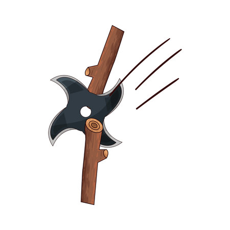shuriken thrown at woodのイラスト素材