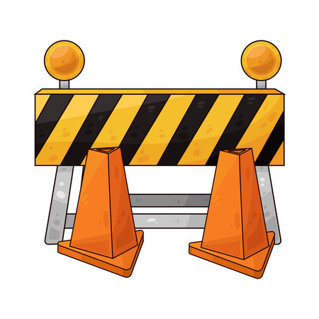 road block with traffic coneのイラスト素材