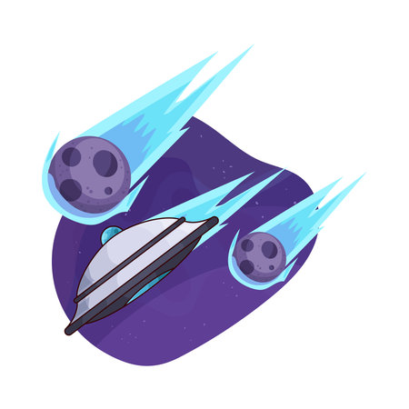 ufo with meteoriteのイラスト素材