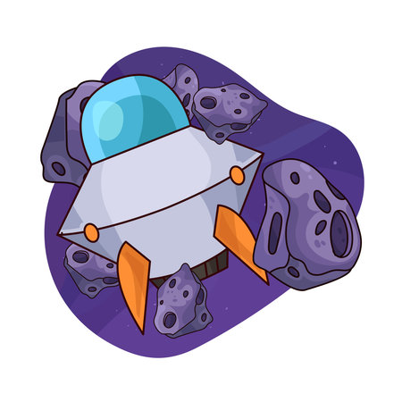 ufo with meteoriteのイラスト素材